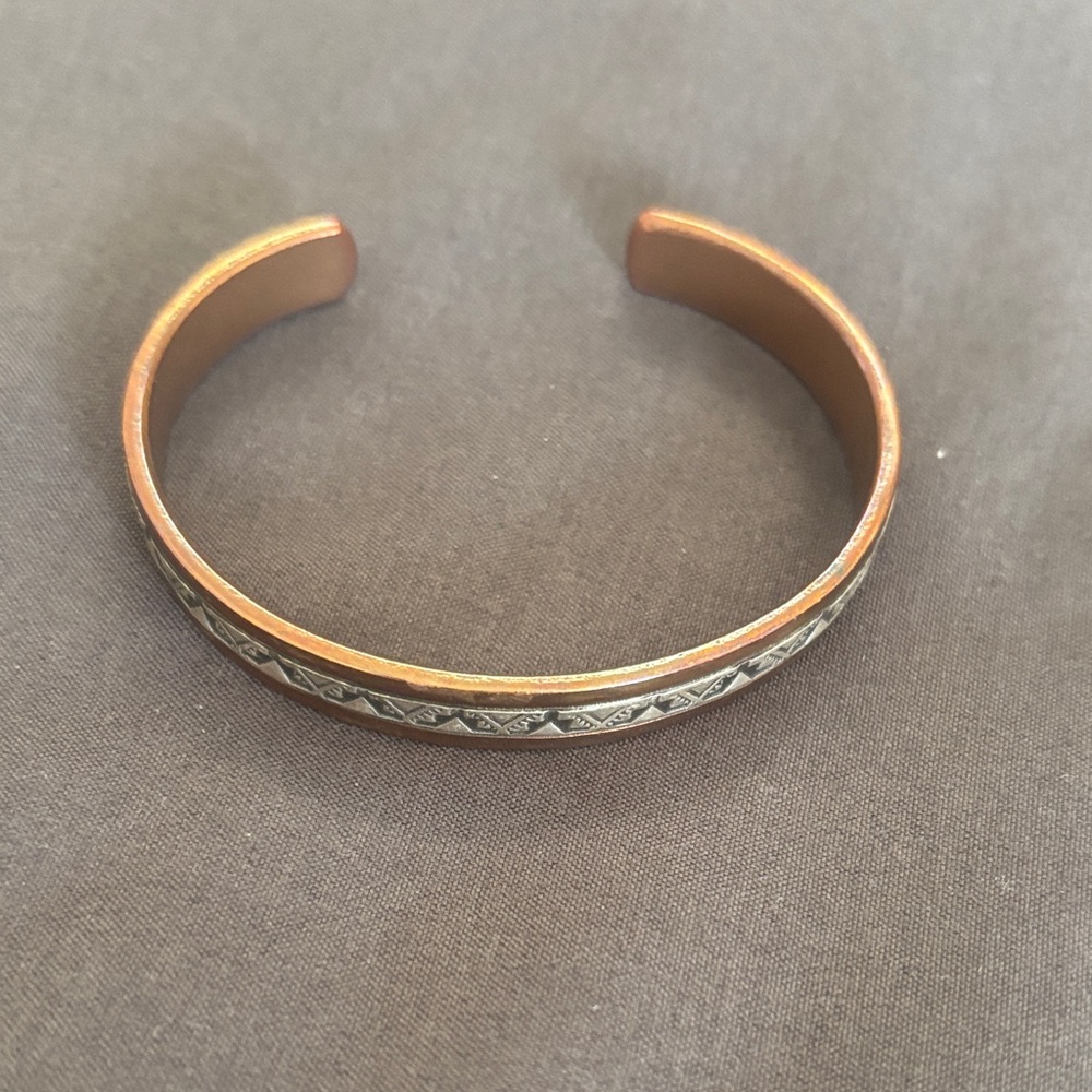 Copper and Sterling Silver Tone Cuff Bracelet